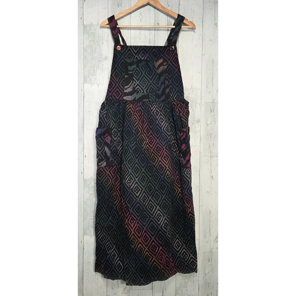 Winter Sun Rainbow Geometric Pinafore Jumper Dress Sz. M